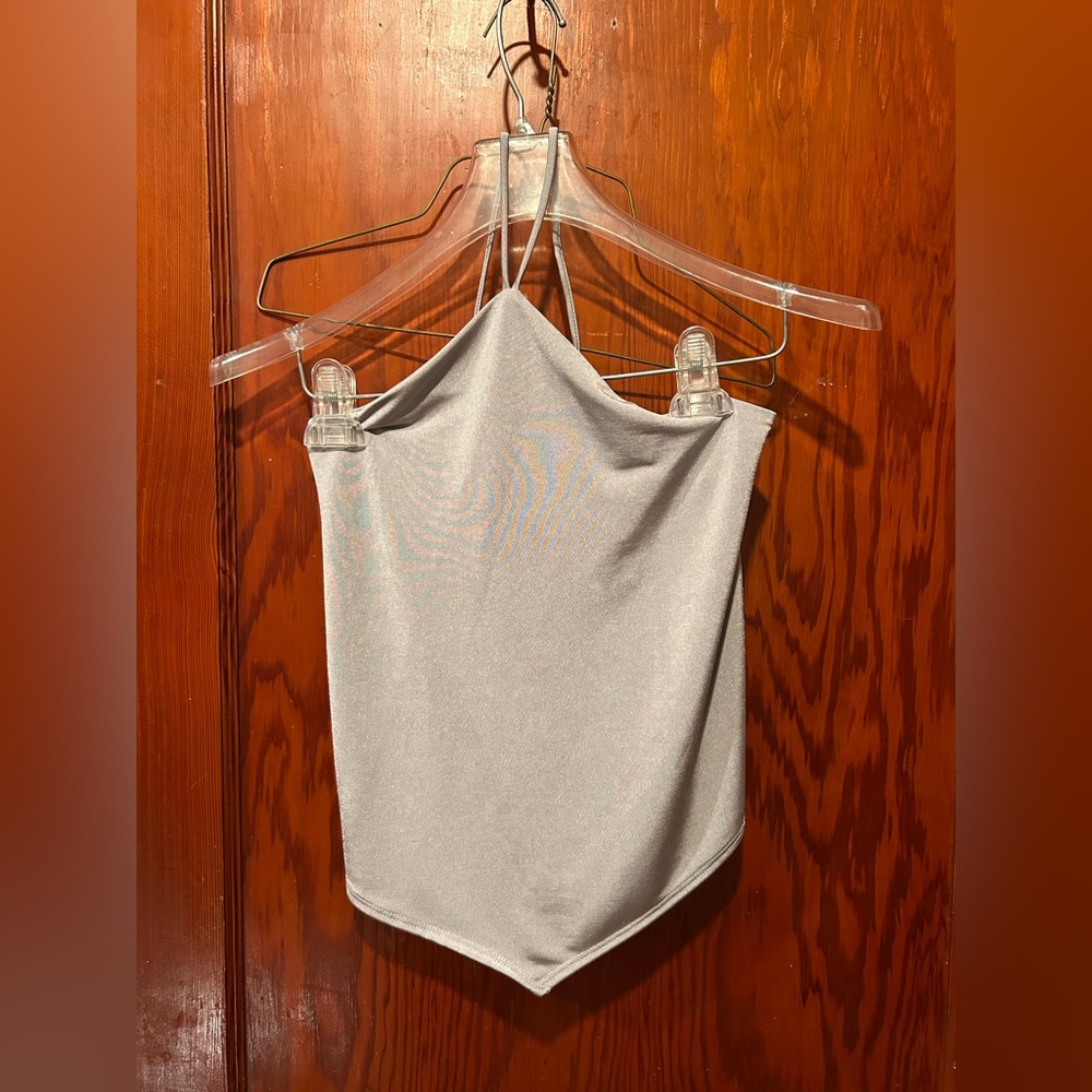 Vintage Rampage gray silver strappy y2k crop top